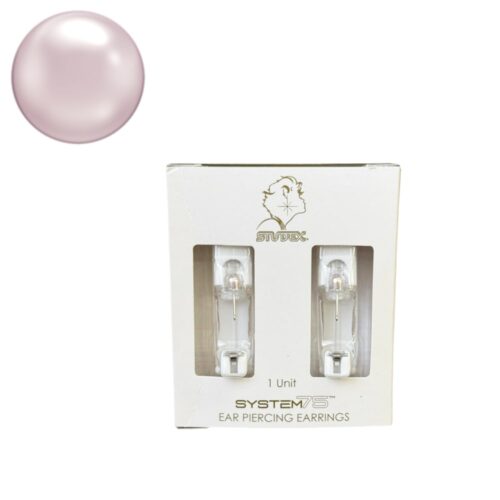 Studex 14k white solid gold with pearl Pink Earrings, 4mm, 7514-4674