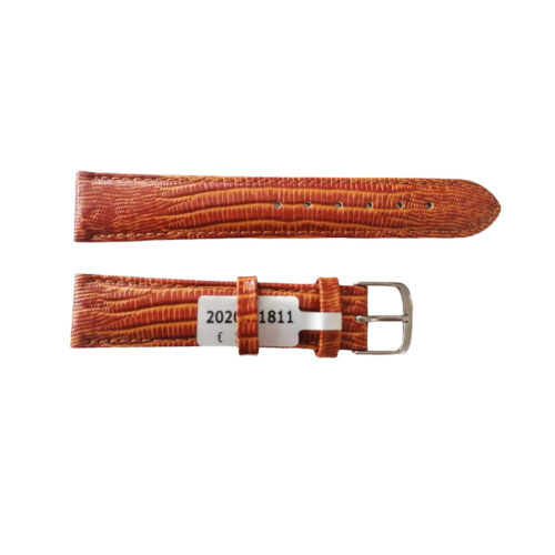 Teju Lizard leather strap for watches in golden-brown 18 mm silver tone buckle