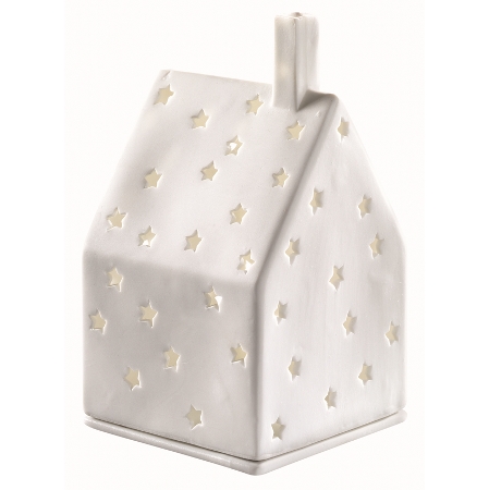 Illuminated House with Sharp Roof