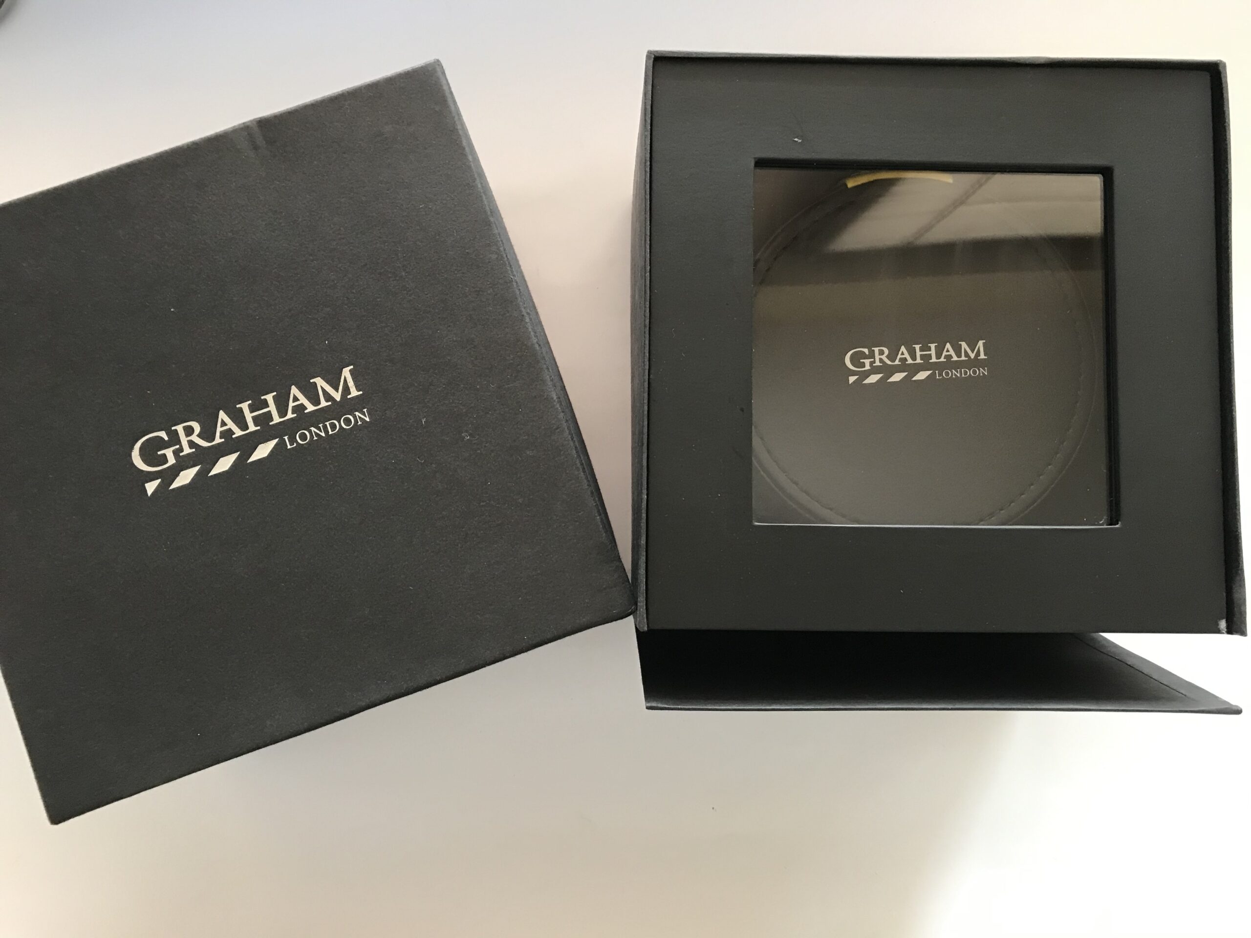Graham London black watch box case inner/outer