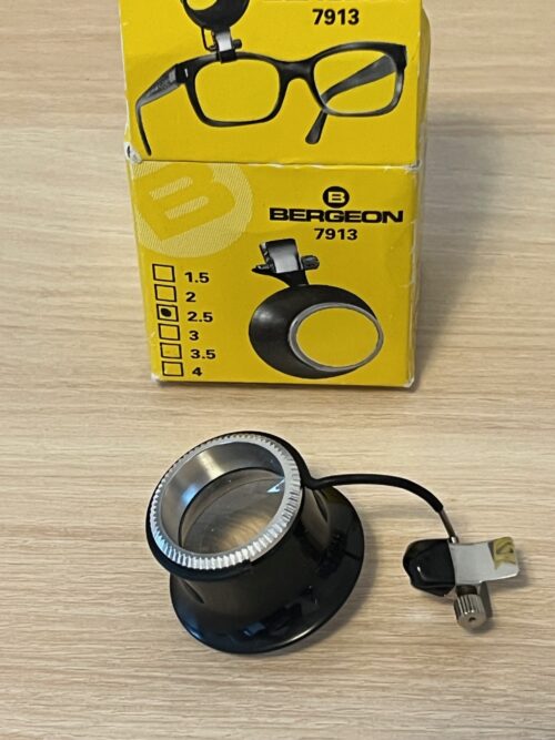 DAMAGED PACKAGE: Bergeon 7913-2.5 eyeglass watchmaker loupe with clip 4x, SEE PHOTOS