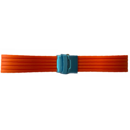 Buzzufy silicone orange watch strap with steel clasp, 22mm