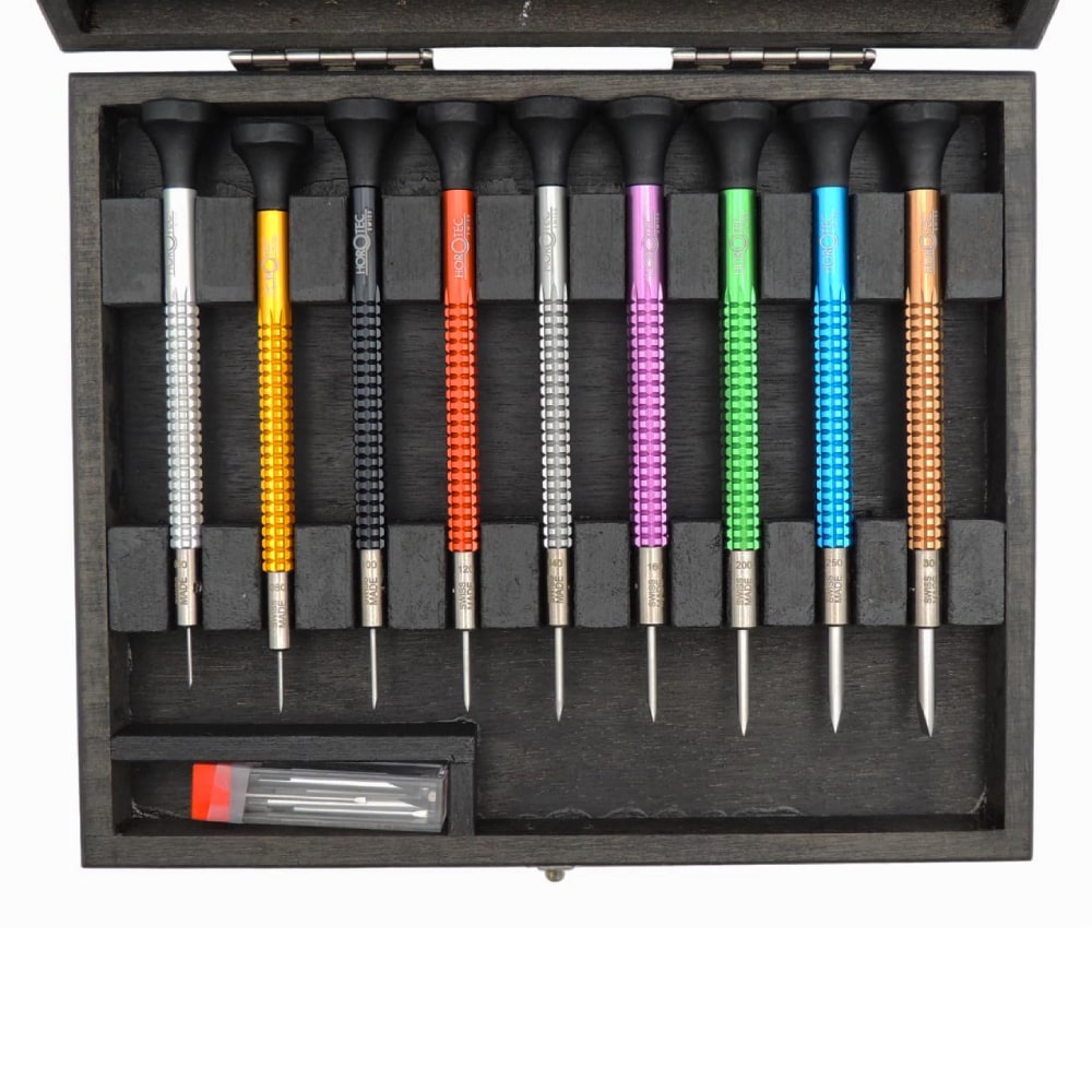 Horotec MSA01.020 (01.020-E) set of 9 precision watchmakers screwdrivers in aluminium handles - Image 2