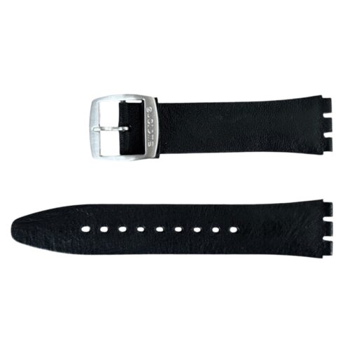 New black leather Swatch strap ASS07S100, ASS07S100C, 20mm