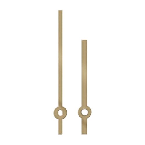 Pair of clock hands, baton-style, length 100 mm, aluminum, gold tone