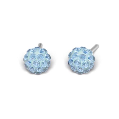 Studex silver fireball earrings with Aquamarin, 4.5mm, 7522-0303