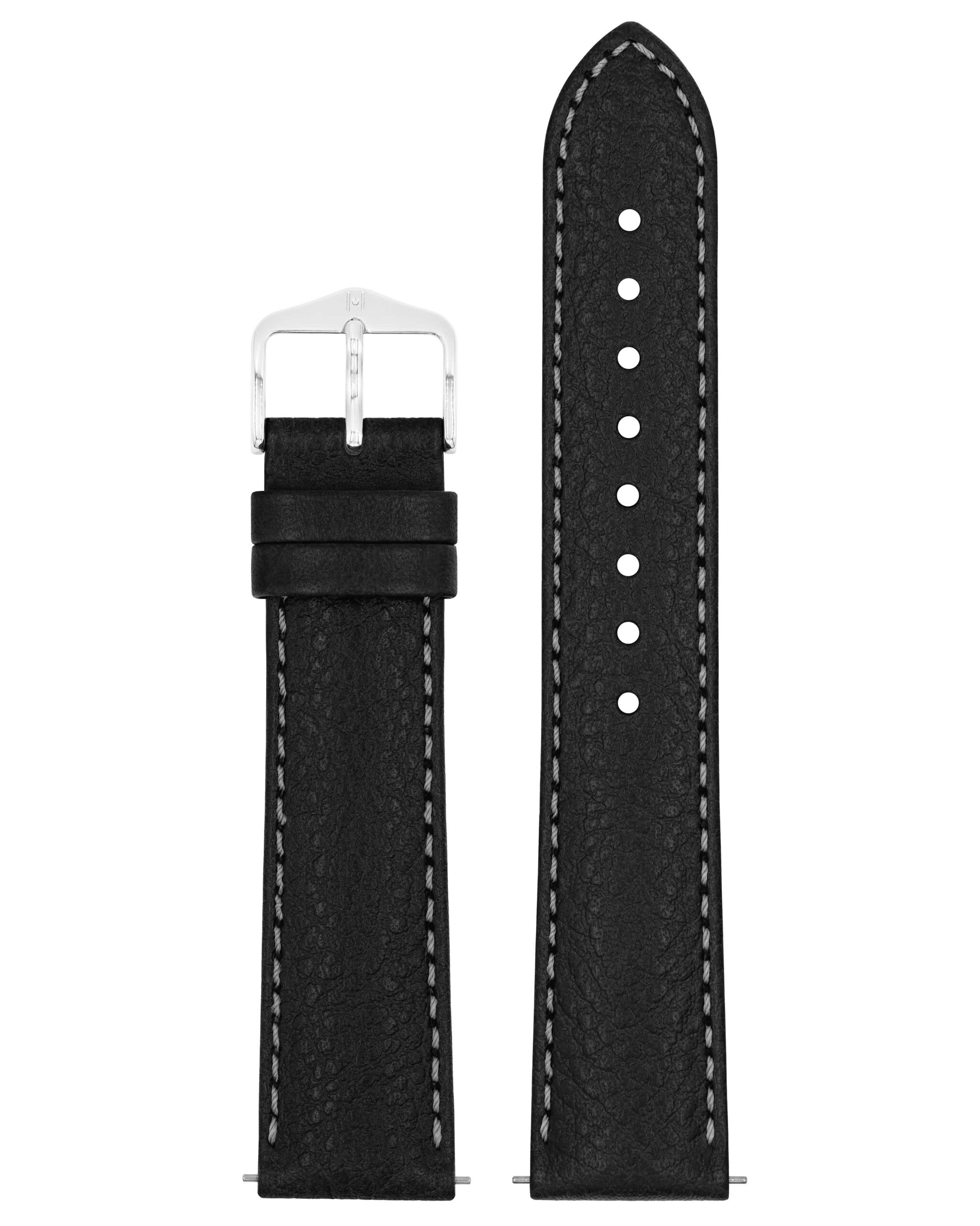 Hirsch Forest Black Leather Watch Strap, Quick Release, 18 mm - Image 3