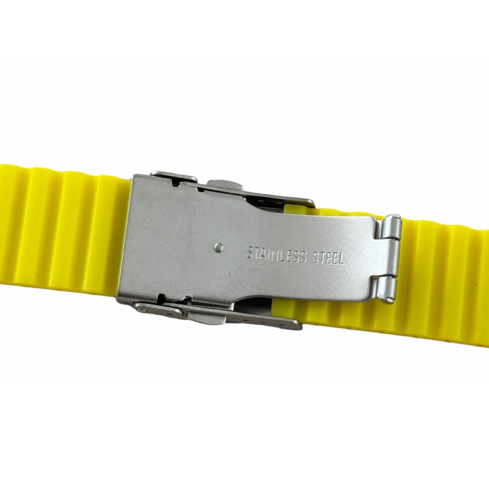 Buzzufy silicone yellow watch strap with steel clasp 20mm - Image 2