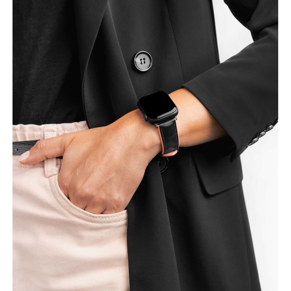 Hirsch Andy M black with pink calf leather watch strap, 18 mm, 0922328150-2-18 - Image 5