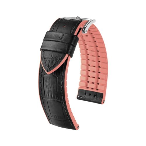 Hirsch Andy M black with pink calf leather watch strap, 20 mm, 0922328150-2-20