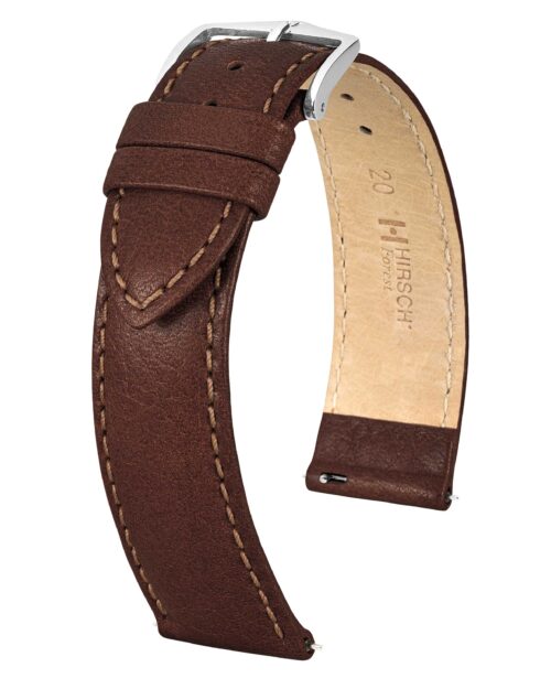 Hirsch Forest Watch Strap, Brown, Quick Release, 22 mm Lug, 20 mm Buckle, Length 120/80 mm, Size L, Ref. 17920210-2-22