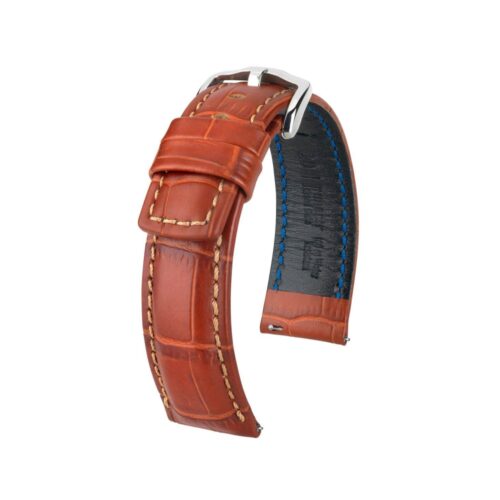 Hirsch Grand Duke L golden brown embossed leather watch strap, 22 mm, 02528070-2-22