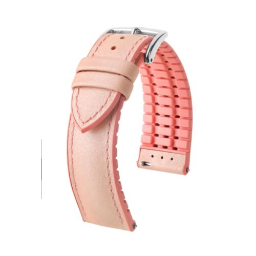 Hirsch LINDSEY light pink, rose ladies leather & rubber watch strap 20mm 0922302122-2-20