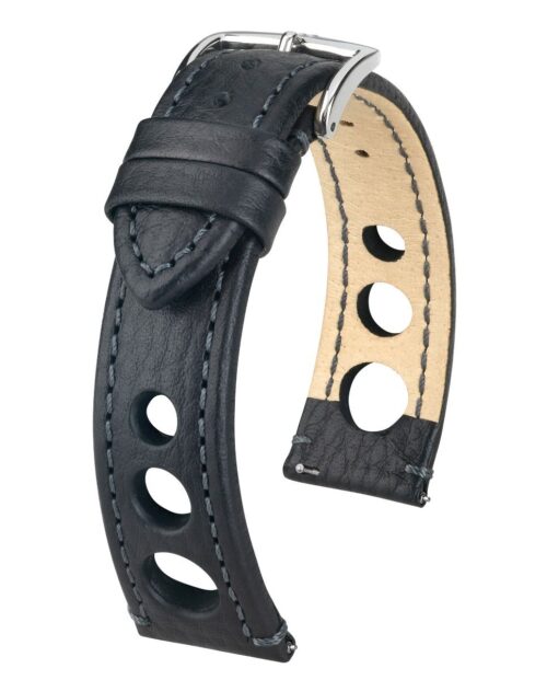 Hirsch Rally Black Watch Strap - Quick Release 22 mm