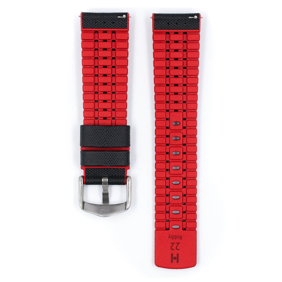 Hirsch Robby L black and red calf leather watch strap 24 mm 0912094050-4-24 - Image 3
