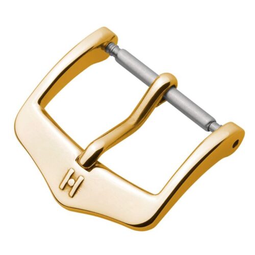 Hirsch Traditional yellow gold stainless steel buckle for watch strap 16 mm, Classic Buckle in Gold, ref. BC1002-1-16