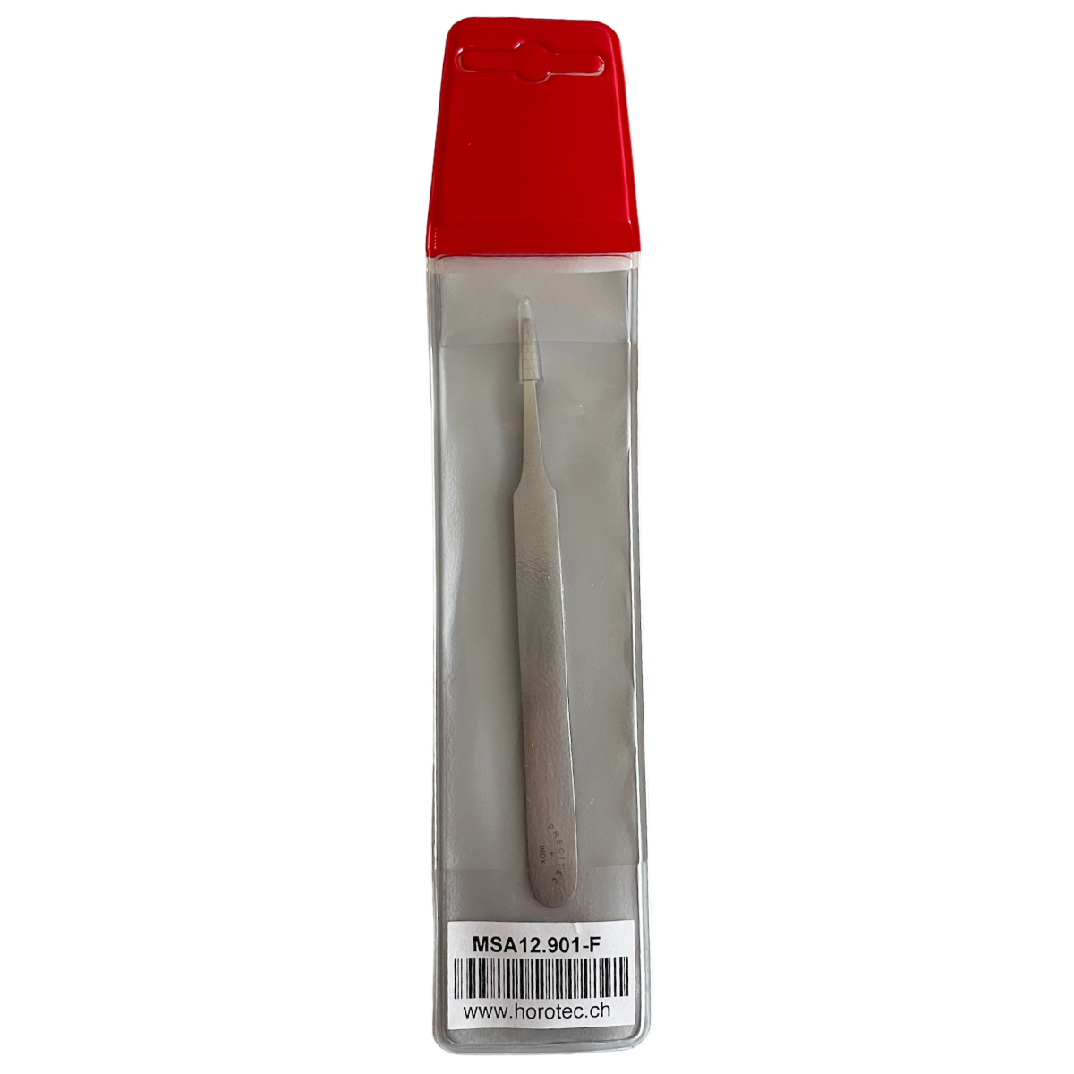 Horotec MSA 12.901-F Inox Precitec tweezer with flat tips for straightening hands steel 115 mm - Image 4