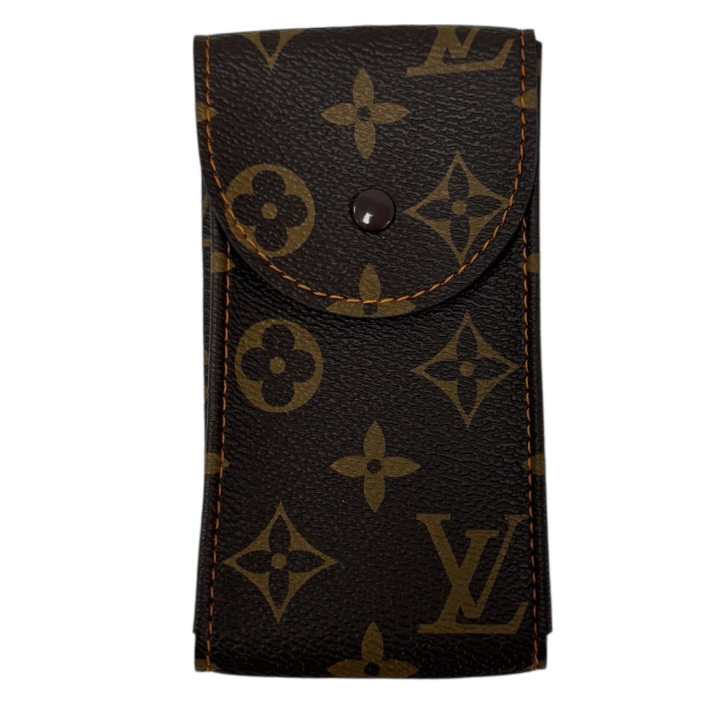 New Louis Vuitton watch brown leather pouch with orange stitching - Image 3