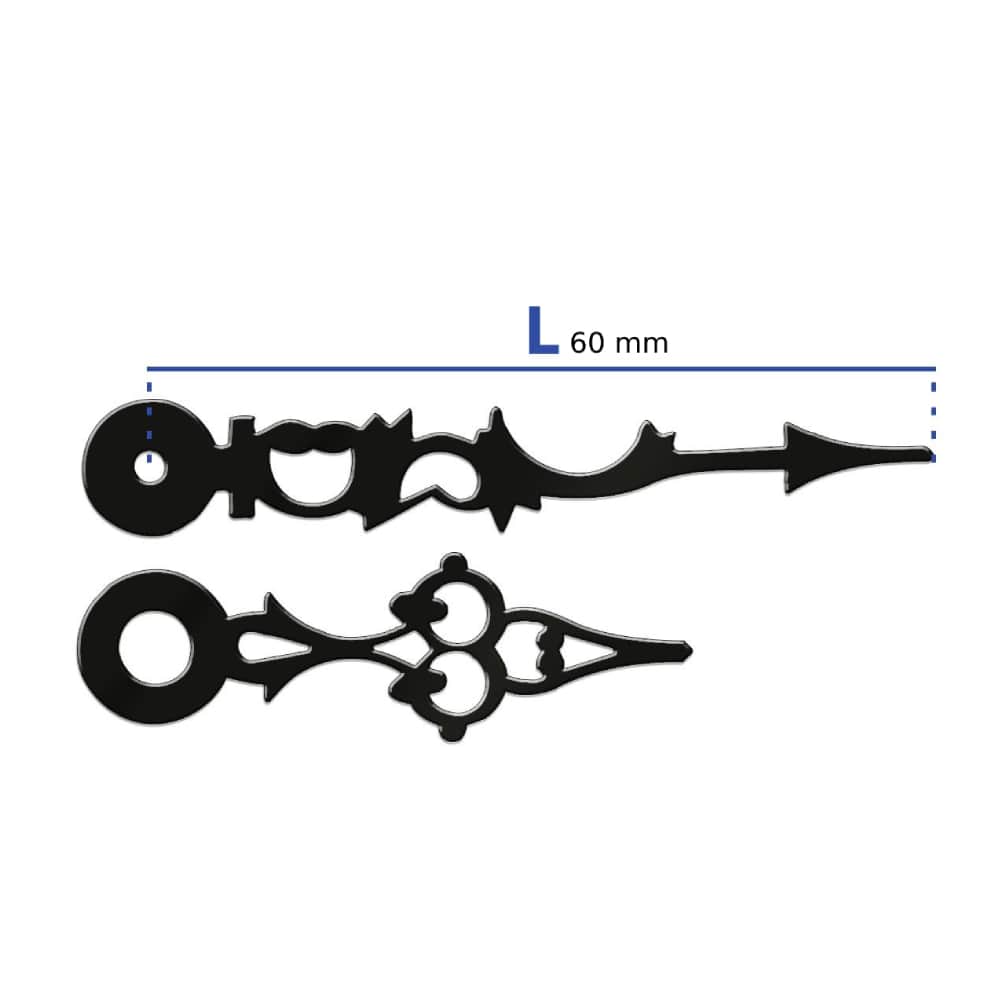 Pair of antique clock hands – Aluminum, Black, 60 mm - Image 3