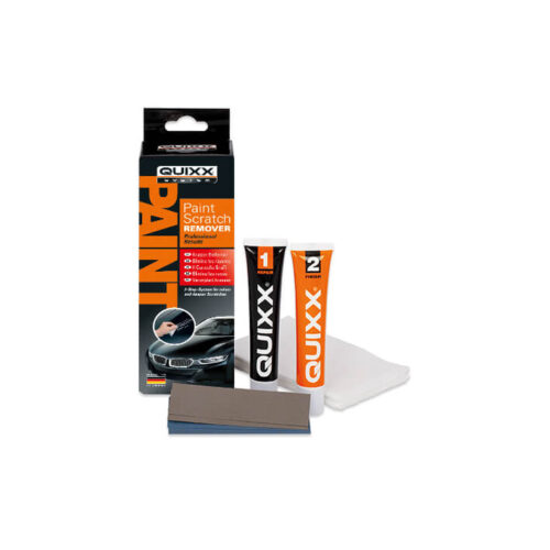 QUIXX Paint Scratch Remover Kit (Ref. 00070) – 2-Step Repair System with Repair No.1 + Finish No.2, Polishing Cloths & 3000-Grit Sandpaper, Made in Germany