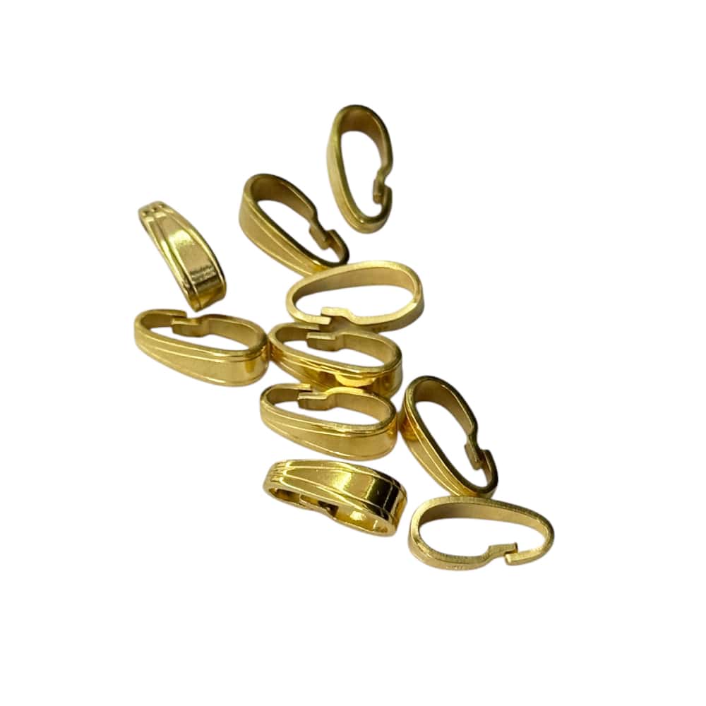 Yellow double gold plated pendant loop connector, 11.0 x 3.5mm
