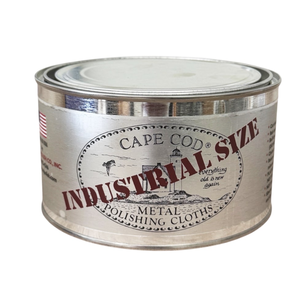 Cape Cod Metal Polishing Kit Industrial Size Tin. Pre-Moistened Polishing Cloths for Brass, Copper, Silver, Gold, Chrome, Stainless Steel, Bronze, Aluminum, Nickel