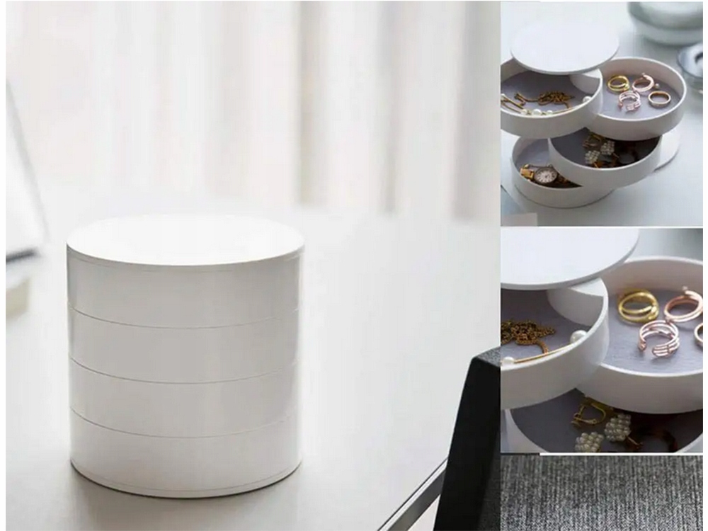Gugita Round Jewellery Box Organiser with Pull-Out Compartments - Image 7