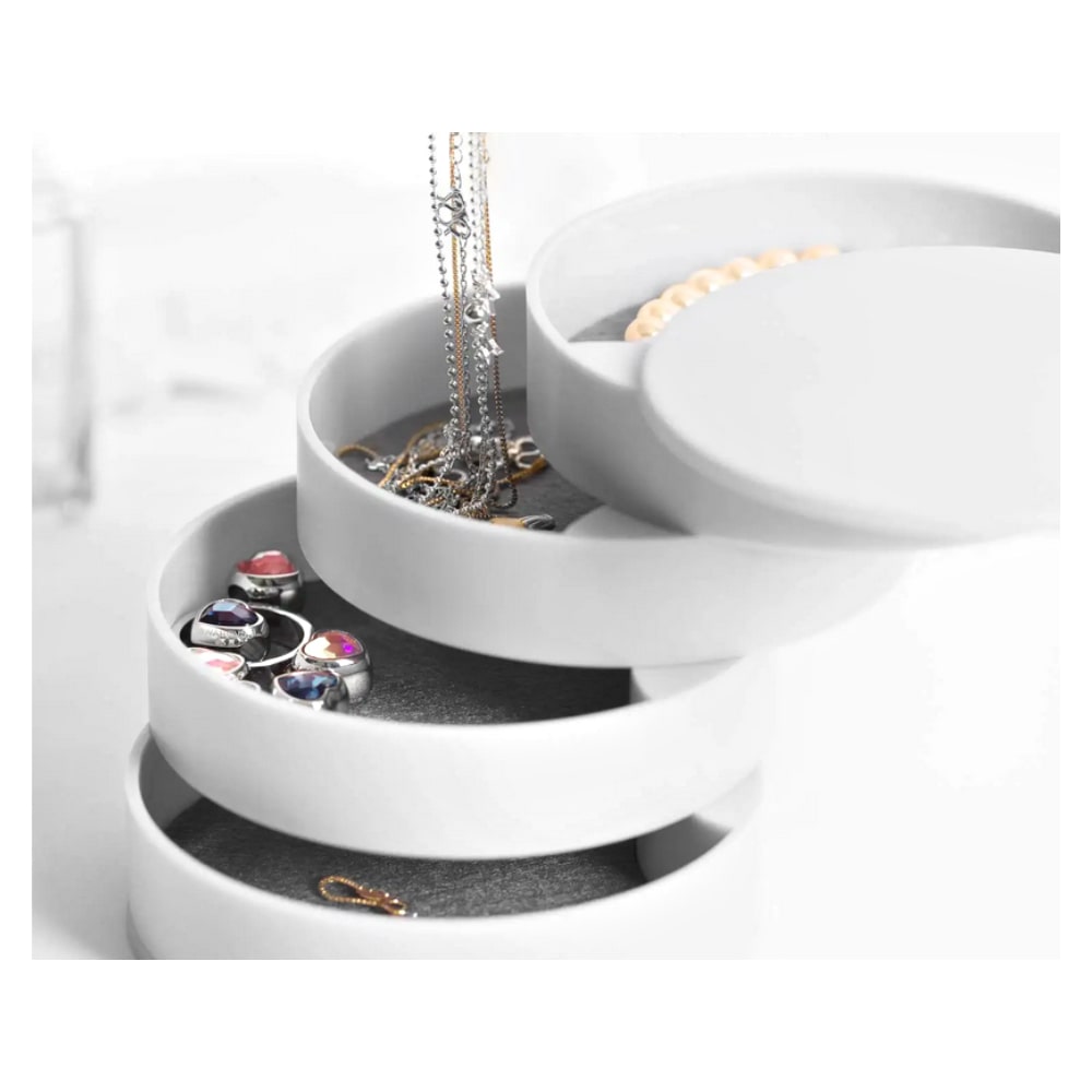 Gugita Round Jewellery Box Organiser with Pull-Out Compartments - Image 5