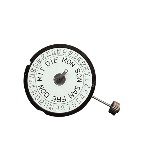 Ronda 517 quartz movement 11 1/2''' day, date on 6 o'clock (German language)