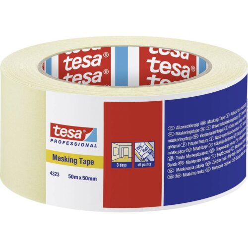Tesa 4323 Tesakrepp Standard Masking Tape, Beige, 50 mm x 50 m