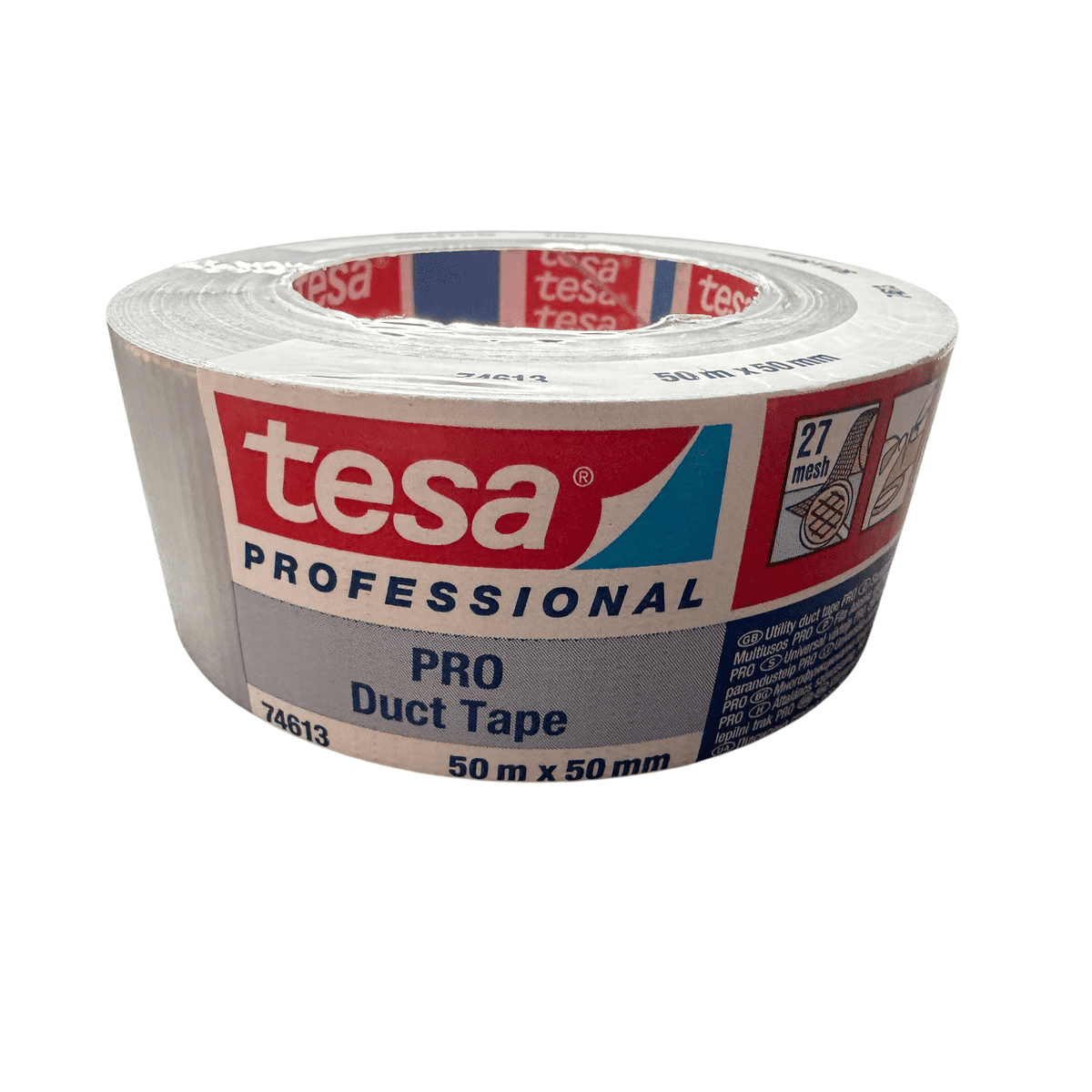 Tesa Pro Duct Tape – Grey, 50 m x 50 mm, Professional Repair Tape - Image 2