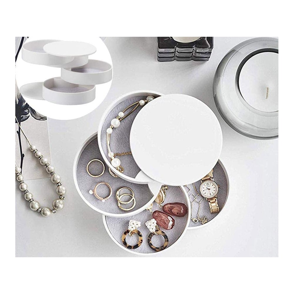 Gugita Round Jewellery Box Organiser with Pull-Out Compartments - Image 3