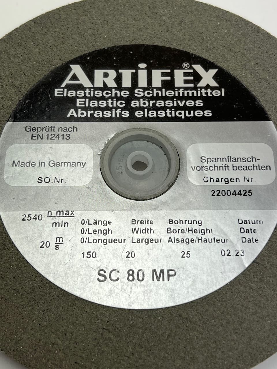 Artifex SC 80 MP Elastic Abrasive Grinding Wheel, Coarse 150 x 20 x 25 mm - Image 3
