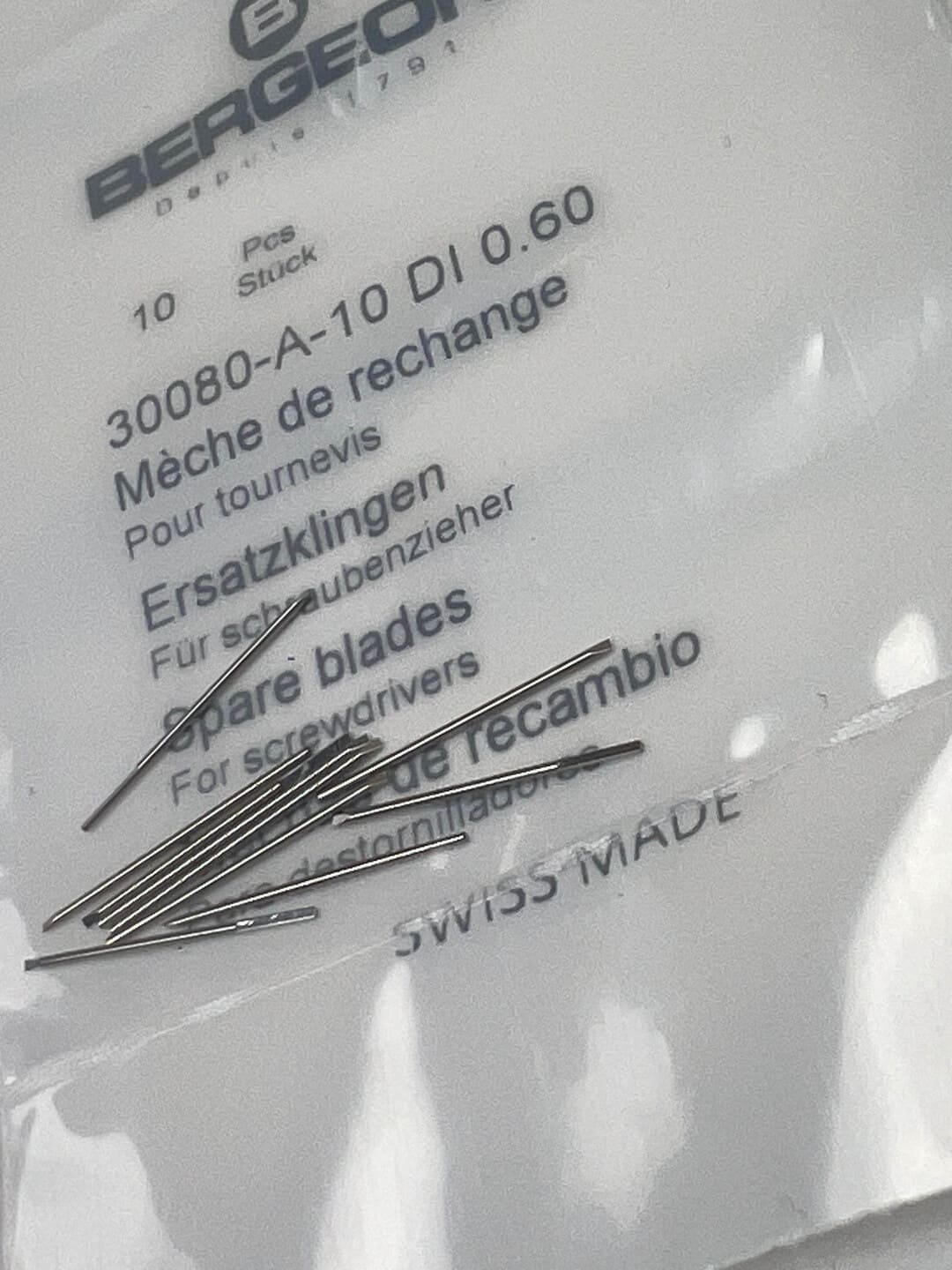 Bergeon 30080-A-10 DI 0.60 mm Steel Screwdriver Blades - Pack of 10 - Image 6