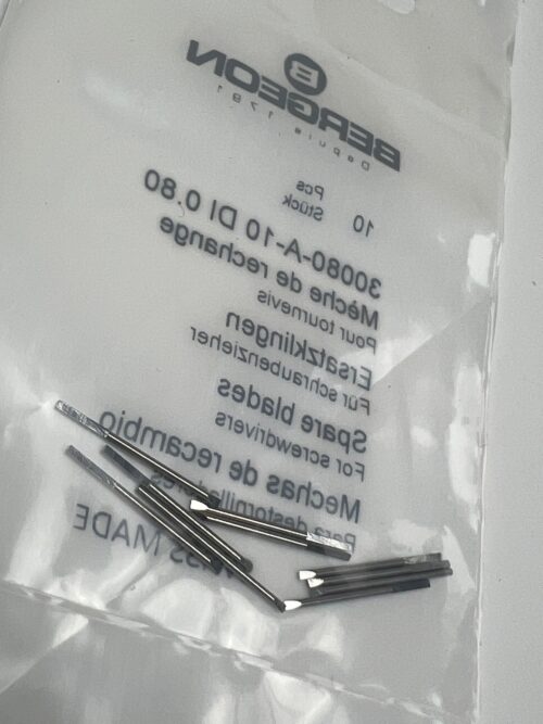 Bergeon 30080-A-10 DI 0.80 mm Steel Screwdriver Blades - Pack of 10