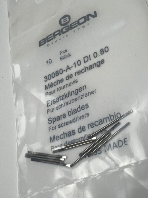 Bergeon 30080-A-10 DI 0.80 mm Steel Screwdriver Blades - Pack of 10