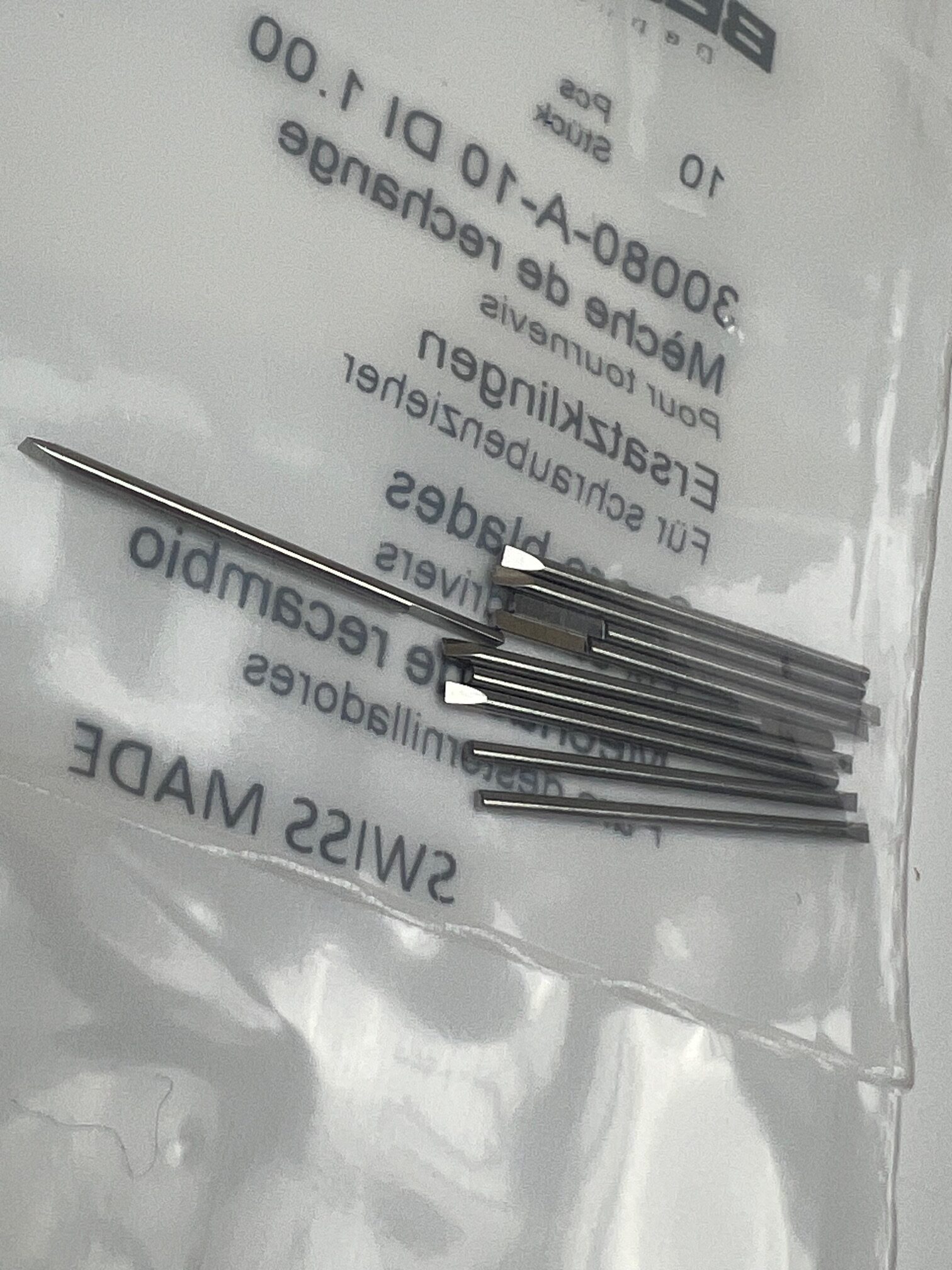 Bergeon 30080-A-10 DI 1.00mm Steel Screwdriver Blades - Pack of 10