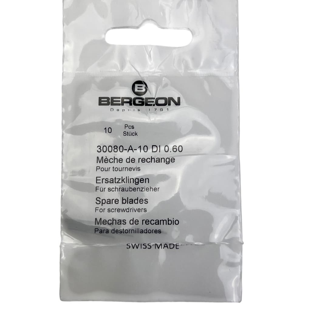 Bergeon 30080-A-10 DI 0.60 mm Steel Screwdriver Blades - Pack of 10 - Image 3