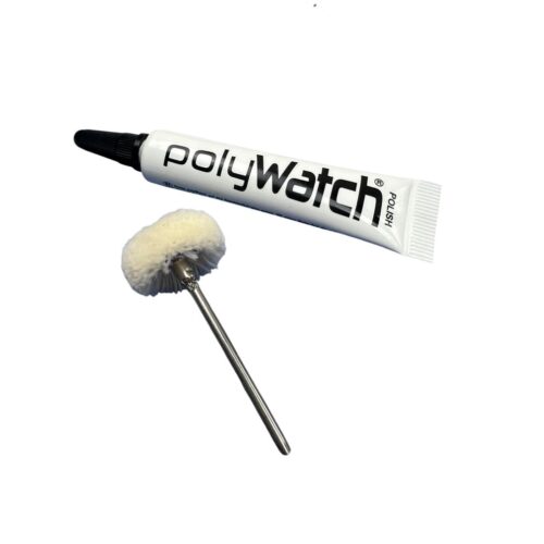 PolyWatch plastic watch crystal scratch remover polish with Scotch Brite miniature small polishing brushes fine 2.35mm