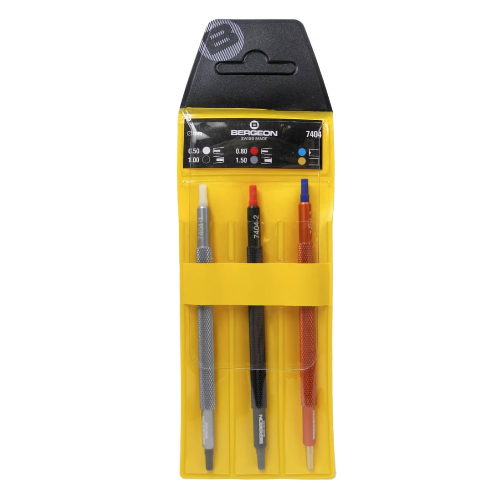 Bergeon 7404 assortment of 3 watch hands setting tool
