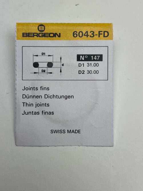 Bergeon No. 147 Rubber O-Ring Gaskets Pack of 2