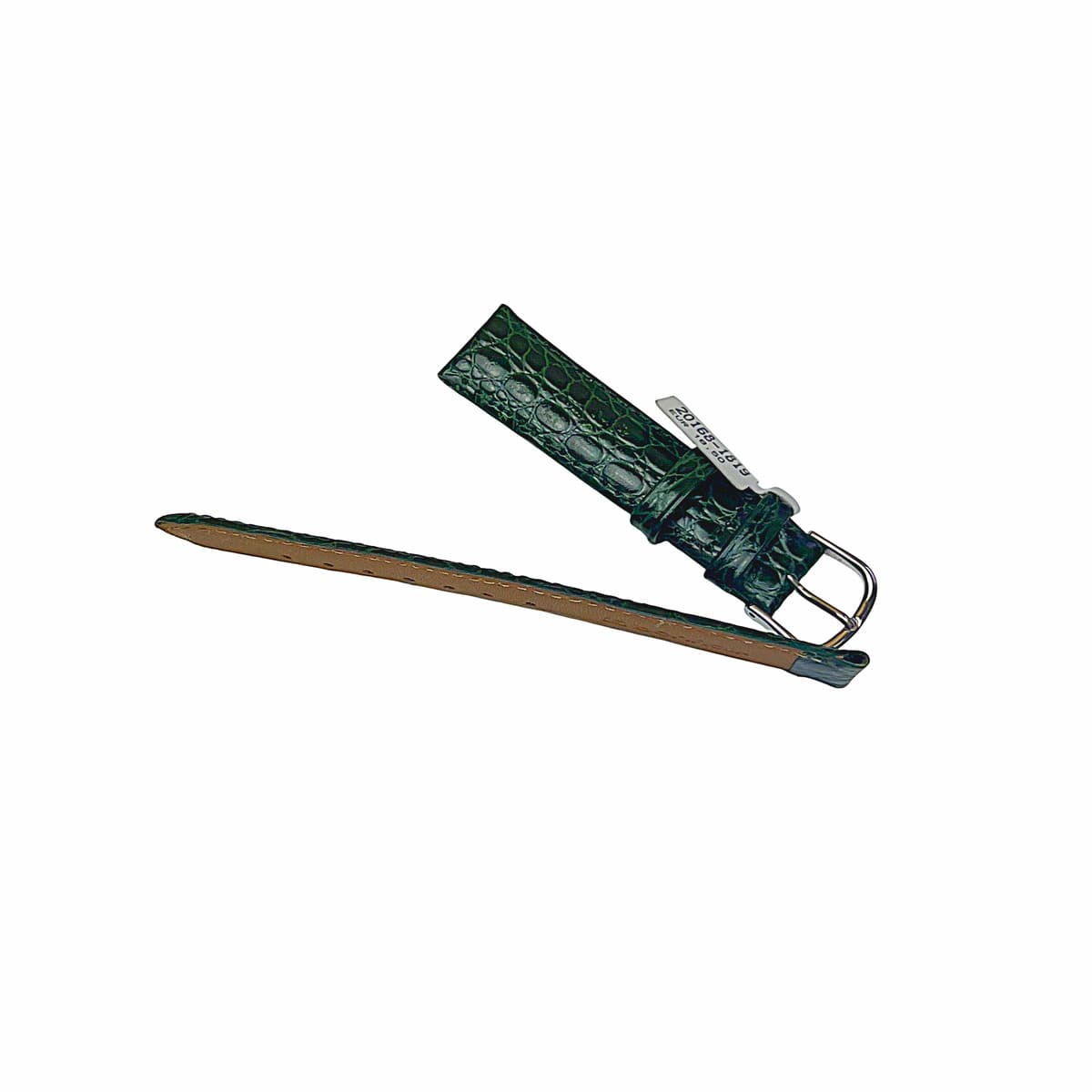 Croco pattern leather strap for watches in green color 18 mm silver tone buckle - Image 4