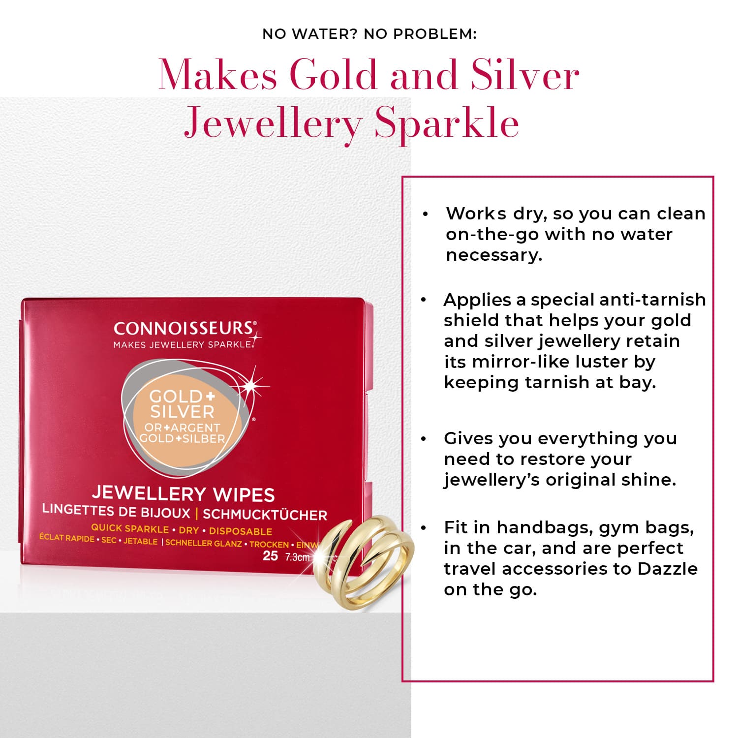 Connoisseurs Jewellery Wipes - Pre-Cut Cleaning Wipes for Precious Jewelry - Image 3