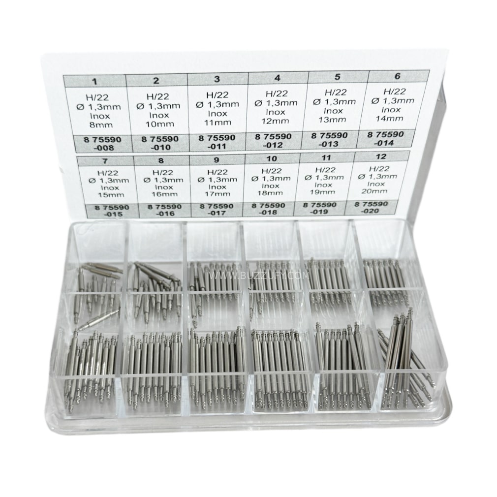Set of 120 spring bars, double flanged inox 1.30mm H22 - Image 2