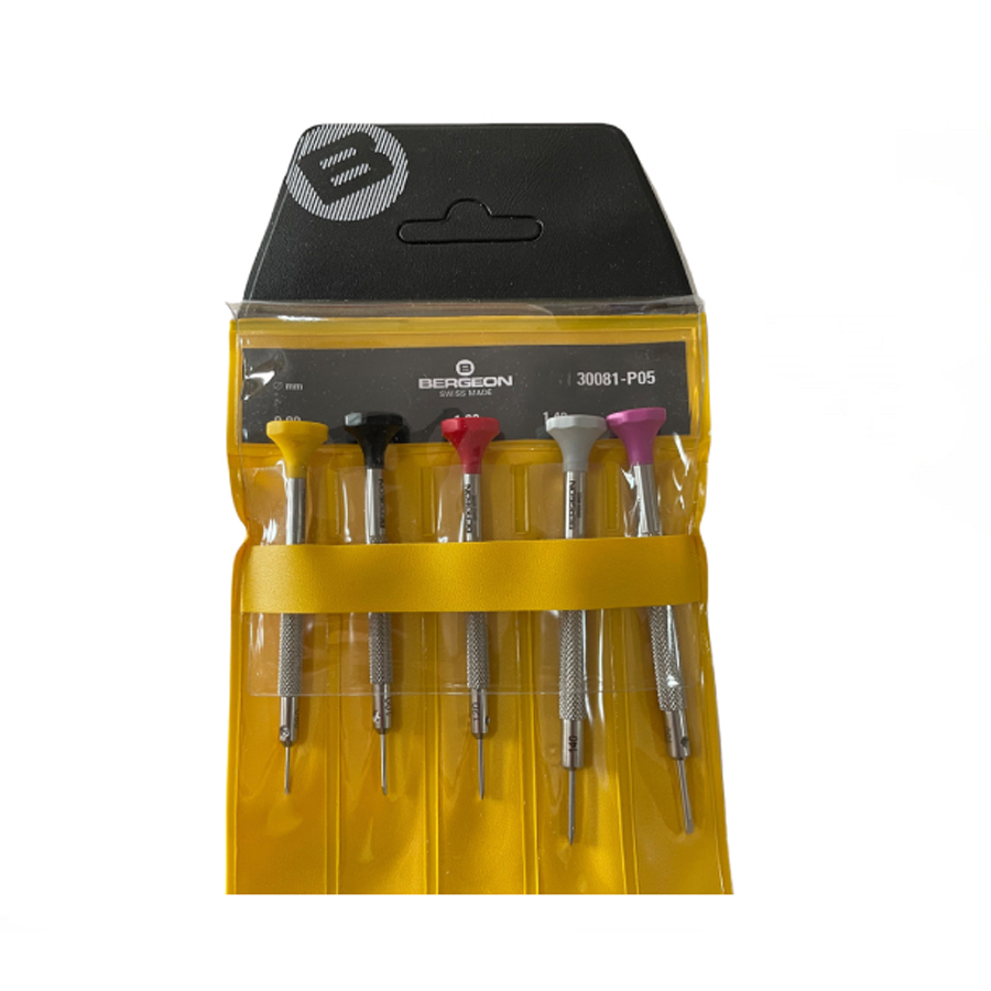 Bergeon 30081-P05 set of 5 stainless steel screwdrivers