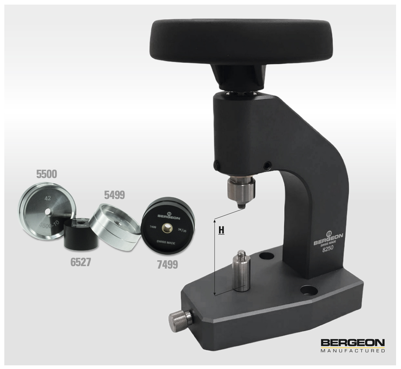 Bergeon 8250 watch case closer and crystal press fitting - Image 5