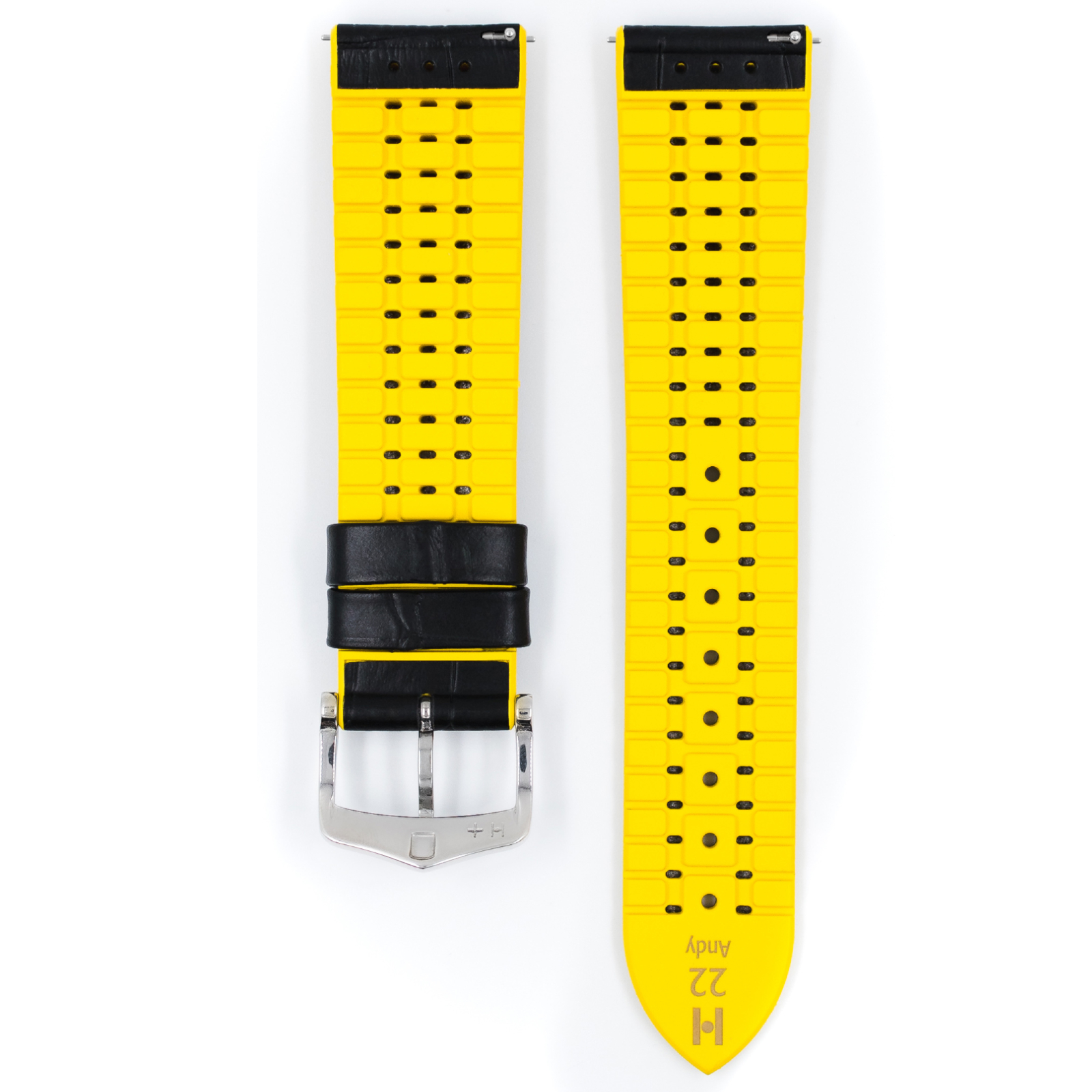 Hirsch watch leather strap Andy L yellow 20mm alligator embossing 0927228050-2-20 - Image 3