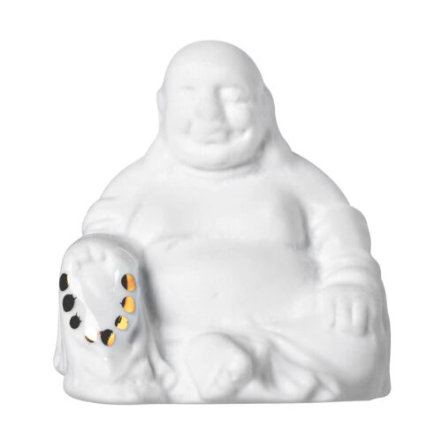 Räder Lucky Box Relax Buddha Porcelain Figure in Wooden Gift Box