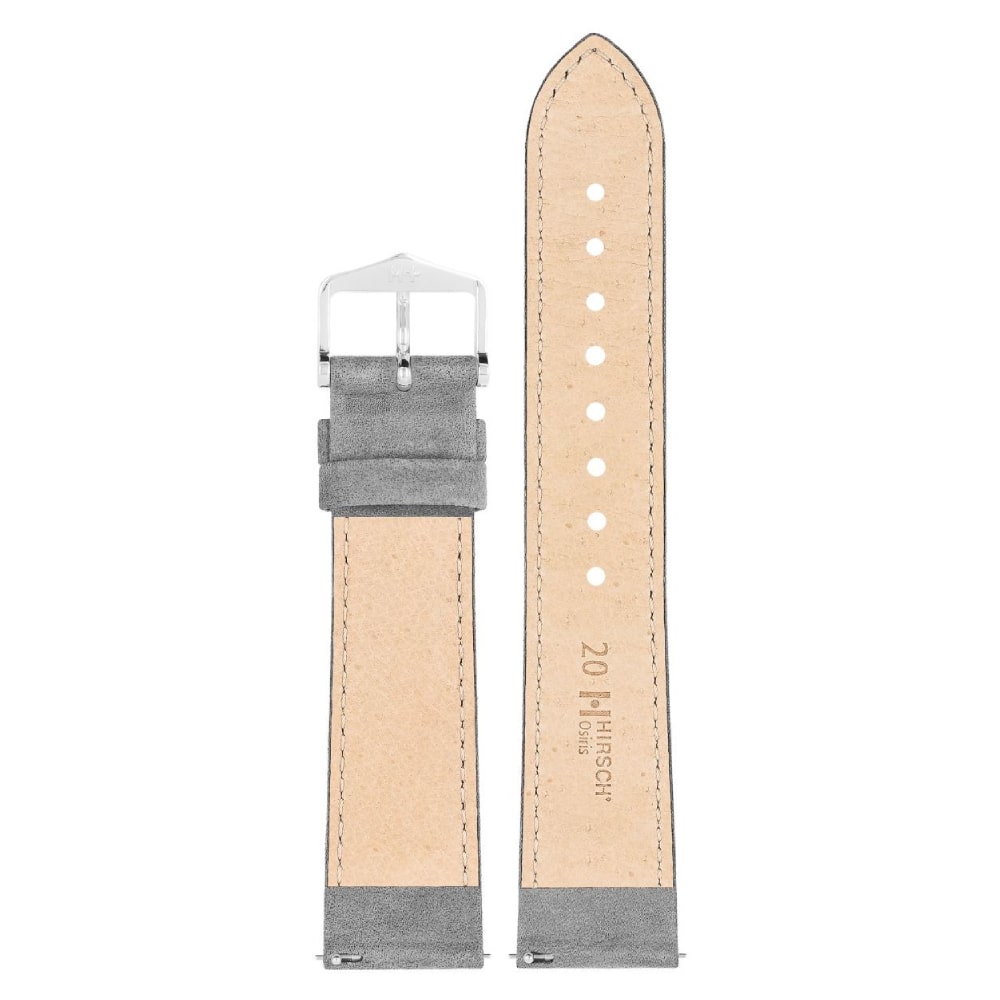 Hirsch Osiris Nubuk grey calf leather watch strap, 20 mm, 03433030-2-20 - Image 3