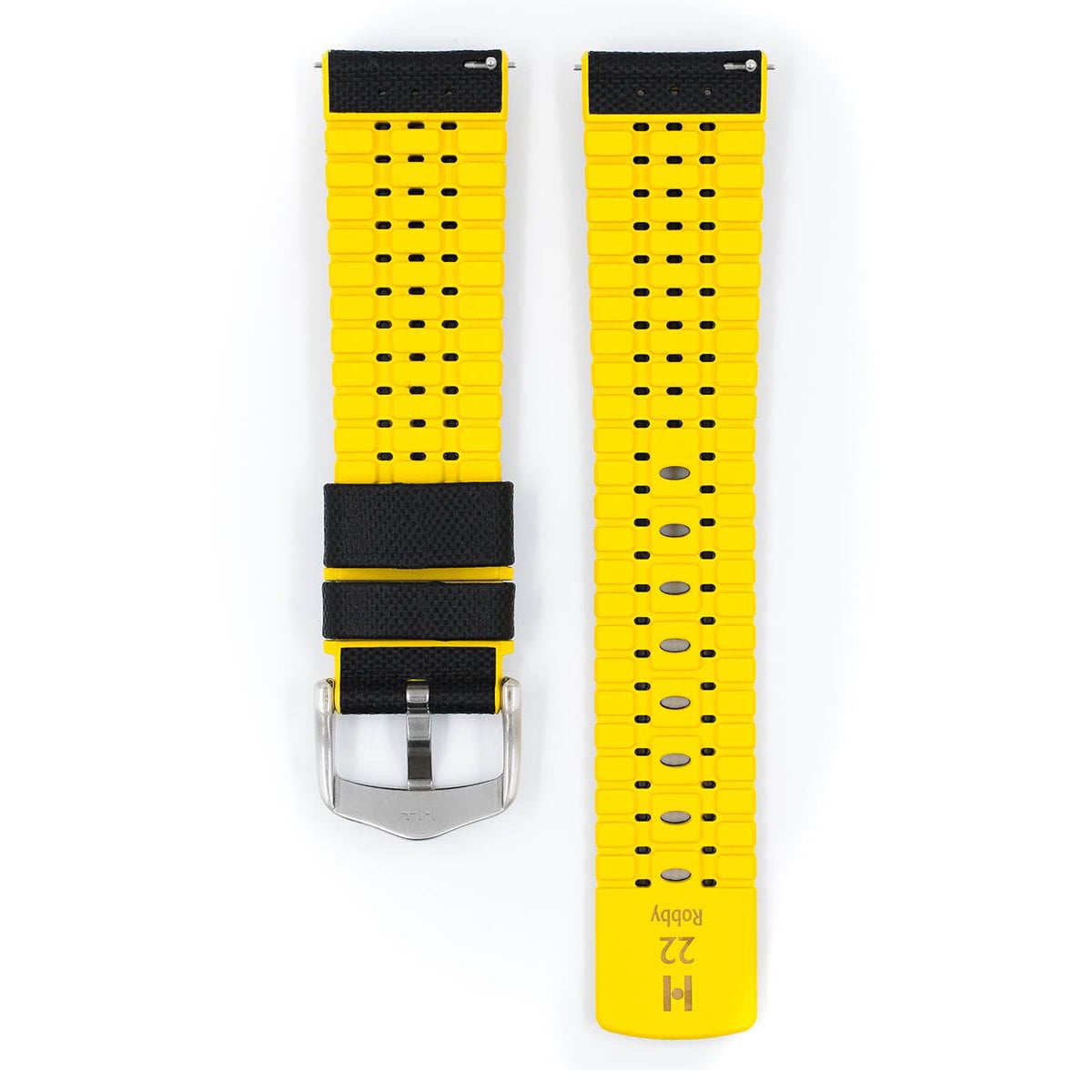 Hirsch Robby L black and yellow calf leather watch strap 24 mm 0917294050-4-24 - Image 3